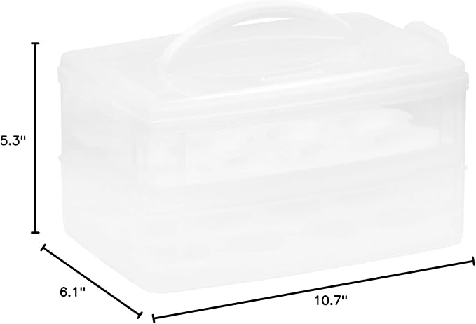 Snapware (2-Layer, 24 Eggs Plastic Detachable Deviled Egg Carrier Storage Container With Lid and Handle, Freezer Dishwasher Microwave Safe (Pack of 6)