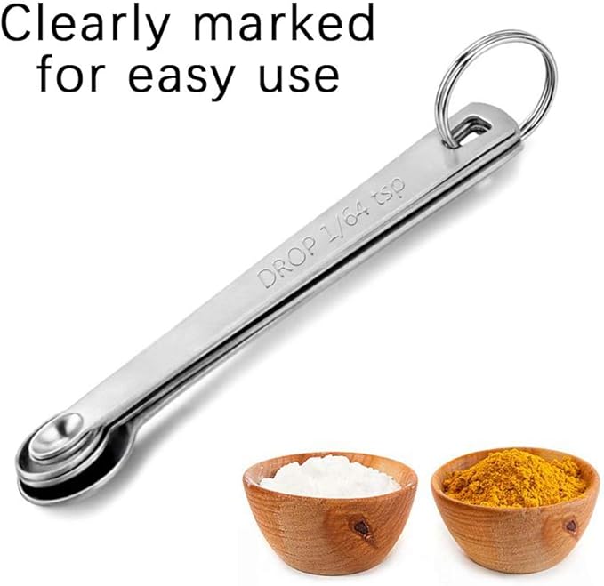 2Pack Mini Measuring Spoons Set, Heavy Duty Stainless Steel Teaspoon for Cooking and Baking, Suitable for Small Amount of Dry or Liquid Ingredients and Spices