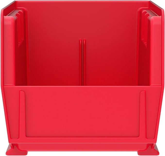 Akro-Mils 30230 AkroBins Plastic Storage Bins, Space-Saving Stackable Bins for Garage, Pantry, Craft Organization, 11-" x 5-" x 5-", Red, 12-Pack