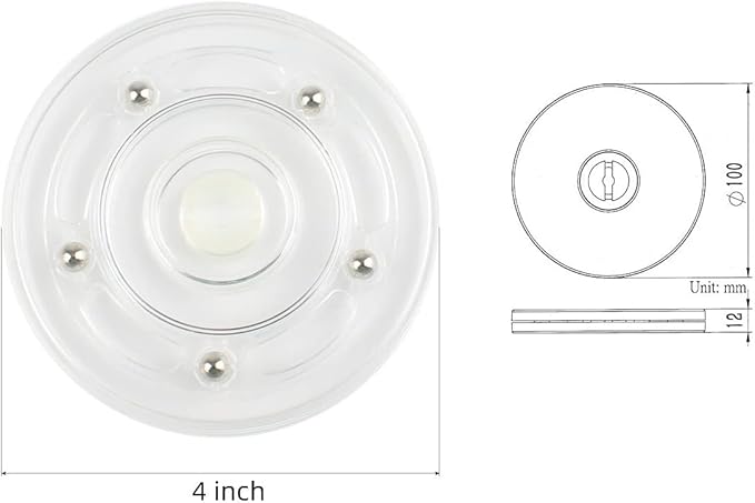 TamBee 4PC 4Inch Acrylic Lazy Susan Turntable Organizer Revolving Display Base White Acrylic for Spice Rack Table Cake Kitchen Pantry Decorating