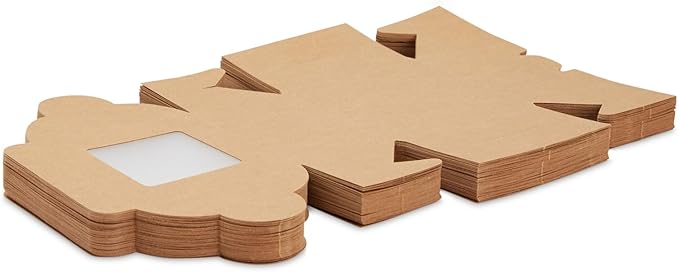 Juvale Cookie Boxes with Window - 50 Pack, 4 x 4 x 2.5 in Brown Cardboard - Pastry Containers & Cupcake Box for Baked Goods Packaging - Mini Treat Holders