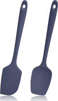 600ºF Heat Resistant Spatulas, High Heat Food Safe Semless Kitchen Silicone Scraper Set for Cooking Baking Mixing Scraping Stirring Nonstick Cookware Pan Bowl (2Pcs,Midniaht Blue)