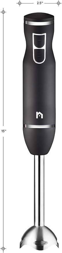 Immersion Hand Blender 2 Speed Stick Mixer with Stainless Steel Shaft & Blade, 300 Watts Easily Food, Mixes Sauces, Purees Soups, Smoothies, and Dips, Black