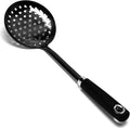 Skimmer Spoon, Slotted Spoons for Cooking, Slotted Spoon, Kitchen Stainless Steel Serving Spoons, Stainless Steel Strainer, Black