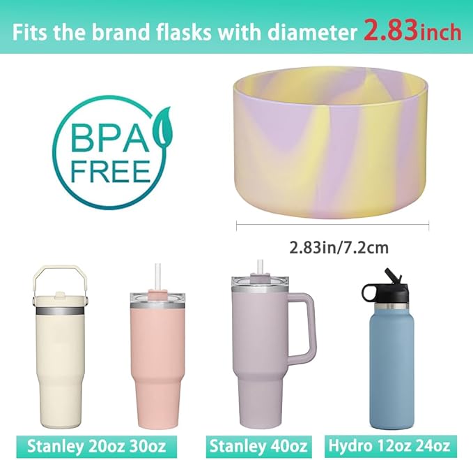 WK IEASON 2 Pcs Tumbler Bottom Protector Boot for Stanley Quencher Adventure 40oz & Stanley IceFlow 20oz 30oz, Stealth Landing-2.83inch Bottom Diameter