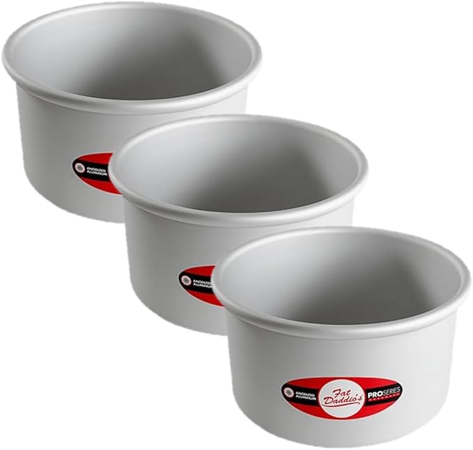 Fat Daddio's Anodized Aluminum Round Cake Pan, 7 x 4 Inch (Pack of 3)