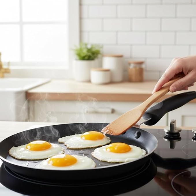 Alpine Cuisine Griddle Pan Aluminum 12-Inch Nonstick Coating, Griddle Pan for Stove Top with Stay Cool Handle, Durable Nonstick Cookware - Dishwasher Safe - Gray