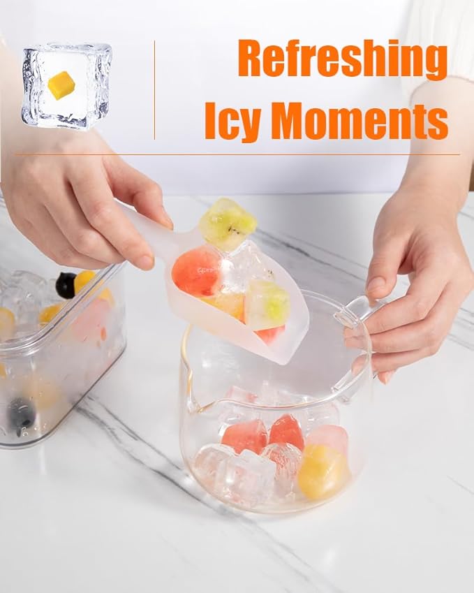 Brigii Ice Cube Tray with Lid&Bin, Ice Cube Mold with 56 Cubes, Stackable Ice Trays for Freezer with Easy-Release Silicone Bottom, for Drinks, Coffee, cocktail