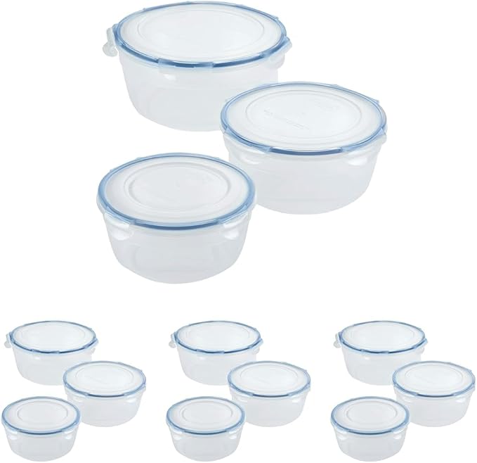 LocknLock Easy Essentials Food Storage lids/Airtight containers/Stackable, BPA Free, 6 Piece, Clear (Pack of 4)
