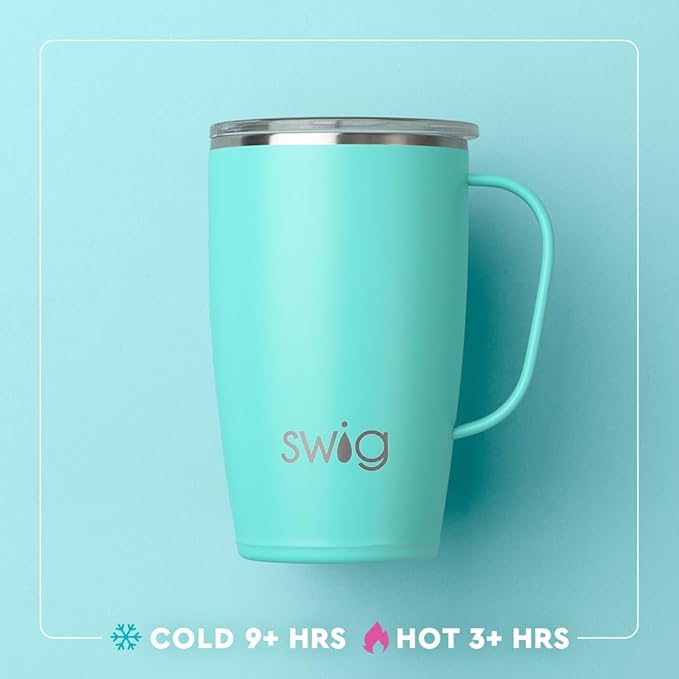 Swig Life 18oz Travel Mug, Insulated Tumbler with Handle and Lid, Cup Holder Friendly, Dishwasher Safe, Stainless Steel, Travel Coffee Cup (Teacher Life)