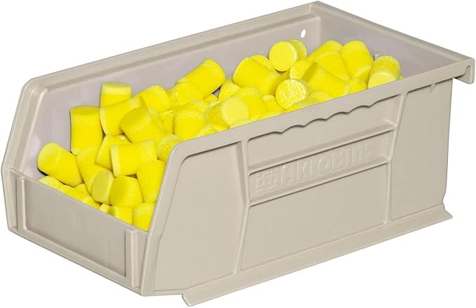 Akro-Mils 30220 AkroBins Plastic Storage Bins, Space-Saving Stackable Bins for Garage, Pantry, Craft Organization, 7-Inch x 4-Inch x 3-Inch, Stone, 24-Pack