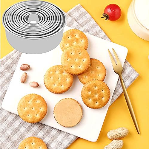 Cookie Cutters - Biscuit Cutters/Stainless Steel Dumpling Cutters/Cake Pastry Cutters/Cake Cookie Scone Cutters Molds stamps for Cooking Baking (Round Edge, 11Pcs)