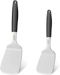 Beijiyi Stainless Steel Spatulas, 2 Pcs Metal Spatula Set for Cooking with Silicone Handle, Heavy Duty Turner for Cast Iron Skillet, Flat Top Grills, Kitchen Utensils for Steak, Pancake, Smash Burger