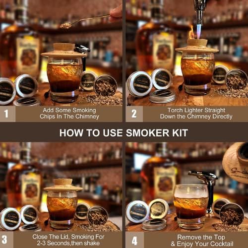Cocktail Smoker Wood Chips Variety Pack - 4-Pack | Wood Chips Refill for Cocktail Smokers - Bar Accessories Bartender Kit - Works with All Cocktail Smokers Old Fashioned Smoker Chips