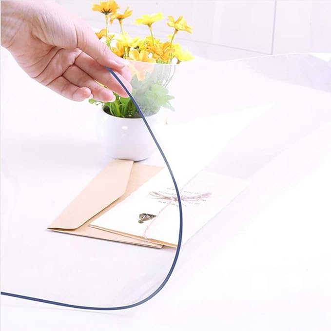 NECAUX 12 x 54 Inch Plastic Desk Cover Protector, 1.5mm Thick Clear Desk Pad Mat for Writing, Study, Vanity, Decor