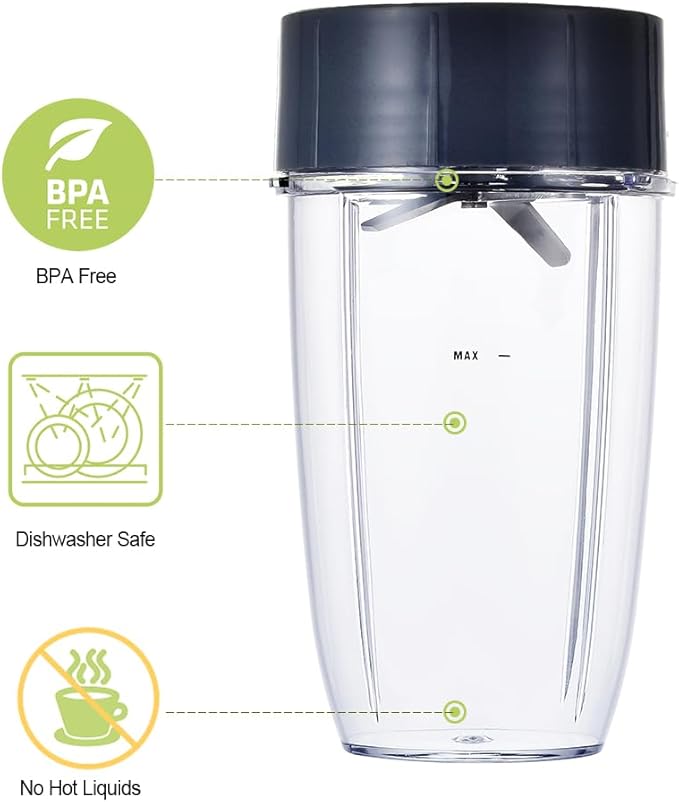 Upgrade Blender Cup and Blade Fit for Nutribullet 600w/900w, Replacement Parts 24oz Cup and Extractor Blade, Blender Accessories (2 Pcs)