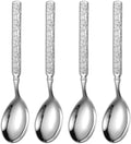 Thickened Stainless Steel Dinner Spoons with Hammered Edge,Serving Spoon Set,Heavy Table Spoons for Dinner, Party Wedding,Set of 4