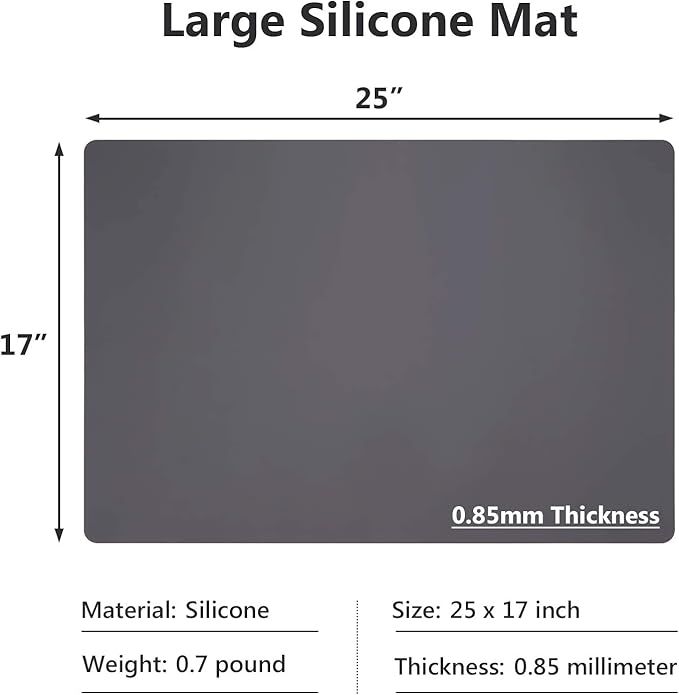 Gartful Gray Silicone Mats for Kitchen Counter, Large Silicone Countertop Protector, 25" x 17" Heat Resistant Desk Saver Pad, Nonskid Multipurpose Mat, Placemat, Non-Slip, 2PCS