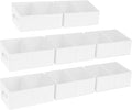 DIMJ Large Closet Shelf Organizer Bins 8 Packs with Handles and Divider, Fabric Trapezoid Storage Baskets, Foldable Clothes Containers Box for Shelf, Towel, Book, Toy, Purse, Hats, White