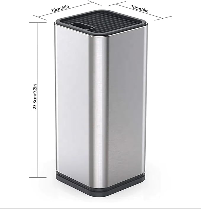 Dura Living Universal Knife Block Holder, Stainless Steel Knife Stand Without Knives, Safe Space Saver Stable Knife Storage with Scissors Slot, Detachable for Easy Cleaning, Kitchen Organizer, Black