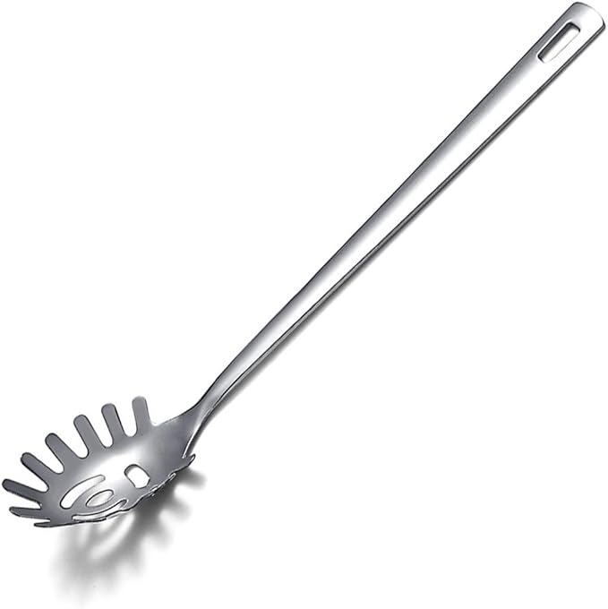 Spaghetti Spoon, Berglander Pasta Server, Stainless Steel Pasta Spoon, Pasta Fork, Noddle Fork, Heat Resistant, Dishwasher Safe, Easy to Clean