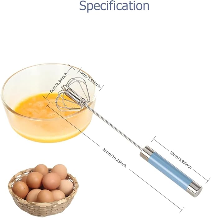2 Pack Semi Automatic Whisk, Stainless Steel Mini Hand Push Whisks for Cooking, Easy to Use Egg Beater Tool for Cooking, Whisking, Beating, Stirring