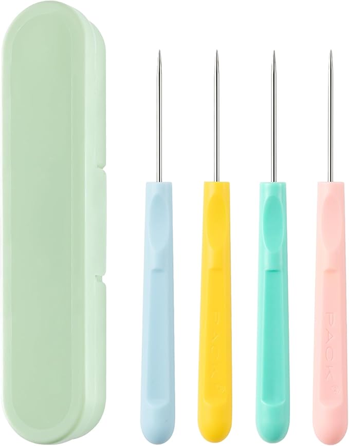 4Pcs 5.2 Inches Sugar Stir Needle, Cookie Scribe Needles Cake Decorating Needle Tool Cookie Decoration Supplies for Baking Lovers（Green