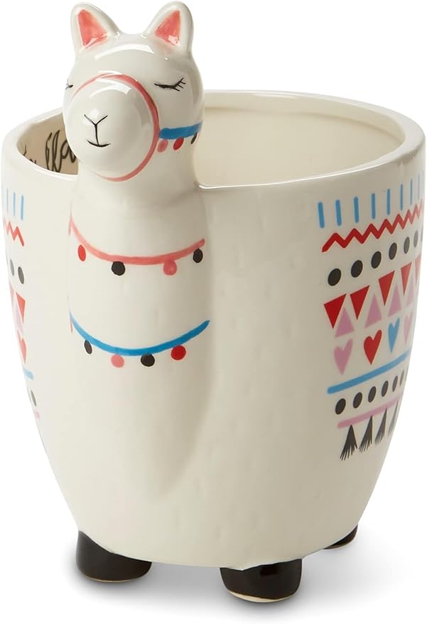 VOTUM Animal-Shaped Llama Coffee Mug, 18.6 fl. oz. - Handmade, Adorable Tea Cup with Printed Como Te Llama Writing - Premium Ceramic Gifts for Women & Men