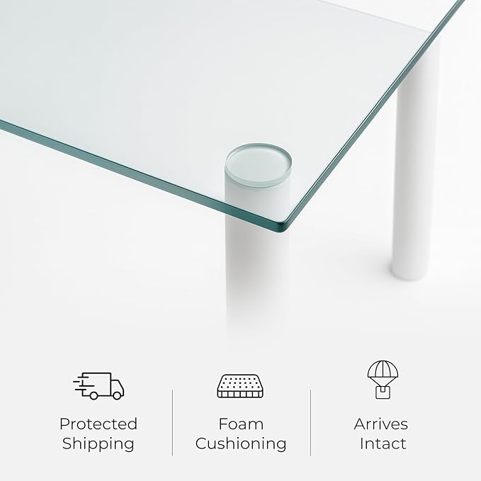 Fab Glass and Mirror Tempered Glass Table Top Custom Cut Rectangle 1/4" Thick Clear Furniture Protector with Flat Polish Edge Eased Corners for Coffee Dining Tables Desks