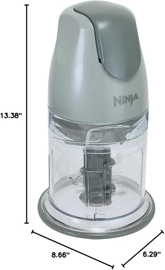 Ninja QB900B Master Prep Food Processor Blender with 48 oz Pitcher & 16 oz Chopping Bowl, Perfect for Frozen Blending & Chopping, 400 Watts, Dishwasher Safe, Countertop, Grey