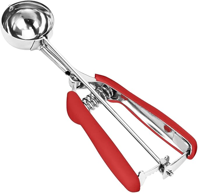Ice Cream Scoop, 18/8 Stainless Steel Cookie Scoop, Cookie Scoops for Baking, 2.5Tbsp/42ml/1.4 oz Cookie Dough Scoop, Ice Cream Scooper with Trigger Release, Cookie Scooper for Baking(Red)