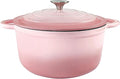 Dutch Oven,Cast Iron Dutch Ovens,Dutch Oven Pot with Lid,3 QT Enamel Dutch Pot,Dutch Ovens with Dual Handles,Cast Iron Pot for Braiser,Cooking,Gifts for Family,Pink