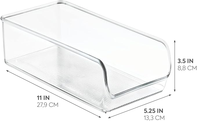 iDesign Linus Plastic Canned Food and Soda Can Organizer with Lid for Refrigerator, Freezer and Pantry, BPA-Free, 5.25" x 11" x 3.5", Clear,0 liters