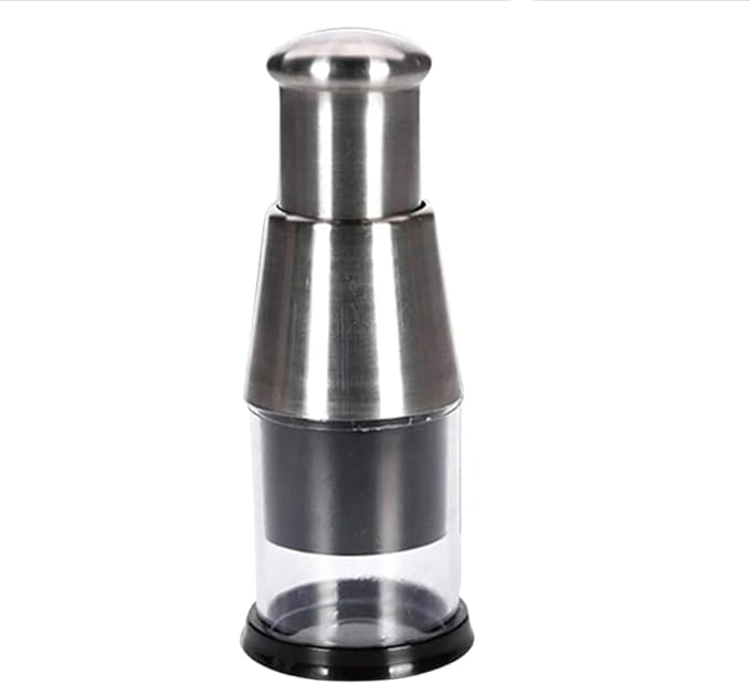 Pressed Garlic Chopper Stainless Steel,Easy to Chop, Garlic Grinder with Spring,Press Design,Garlic Chopper Mini for Onions, Garlic, and Pepper, Easy to Store and Clean