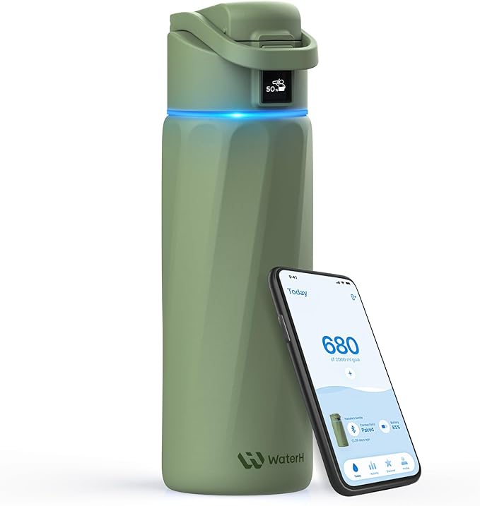 Boost Smart Water Bottle that Reminds You to Drink, 24oz BPA-Free Stainless Steel Vacuum Insulated Bottle, Wide Mouth Water Tracker Bottle with APP, Ideal Gift for Christmas, Thanksgiving Day