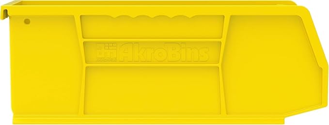 Akro-Mils 30224 AkroBins Plastic Storage Bins, Space-Saving Stackable Bins for Garage, Pantry, Craft Organization, 11" L x 4" W x 4" H, Yellow, 12-Pack