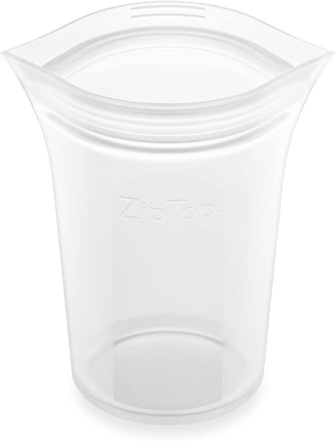 Zip Top Reusable Food Storage Bags | Small Cup [Frost] | Silicone Meal Prep Container | Microwave, Dishwasher and Freezer Safe | Made in the USA