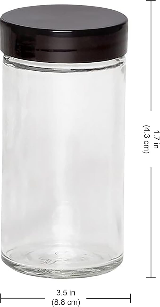 Kamenstein 5244227 Empty Jars With Black Cap, 3-Ounce (Pack of 48)