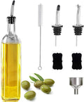 Olive Oil Dispenser, 500 ml/17 oz Vinegar and Olive Oil Bottle Dispenser Oil Bottles for Kitchen with 1 Pourers,2 Labels and 1 Funnel, Home Square Tall Glass Oil Container As Gift