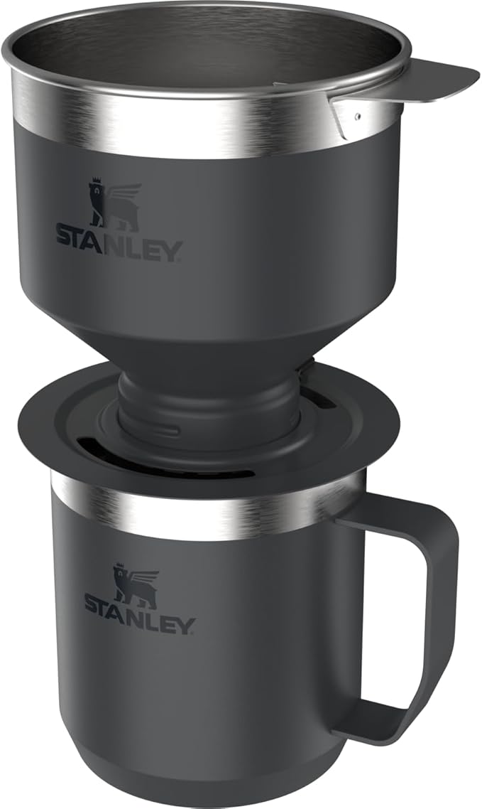 STANLEY Perfect Brew Pour Over Set | 12 oz Camp Mug with Lid Included | Drip Coffee Maker with Reusable Filter | Insulated Stainless Steel | BPA-Free | Black 2.0