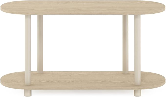 Furinno Turn-N-Tube No Tools Modern Oval Side Table, Bauhaus Oak/Beige