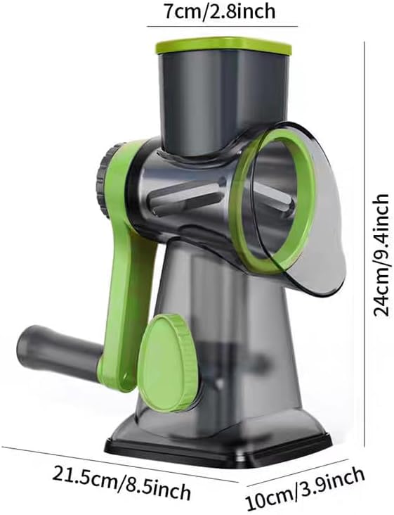 Multi-functional hand-cranked vegetable slicer, drum slicing and shredding vegetable slicer, cheese slicing and shredding kitchen small tools, 3 replaceable blades