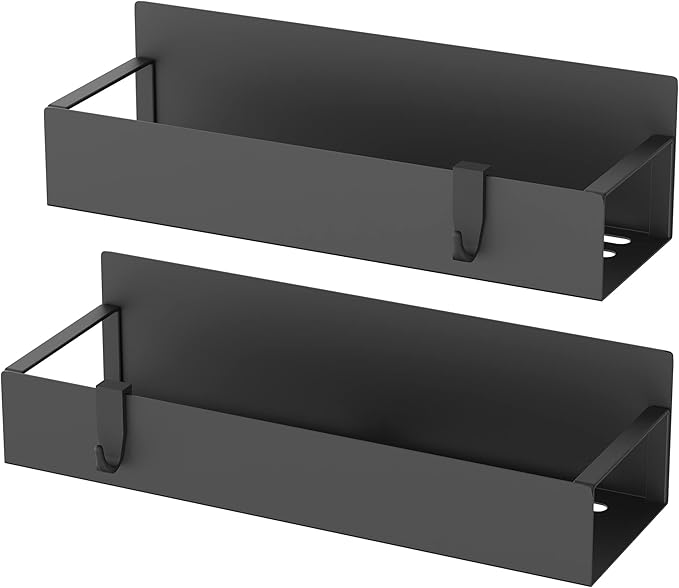 2 Pack Magnetic Spice Storage Rack Organizer for Refrigerator and Oven, Black Fridge Organizers and Storage