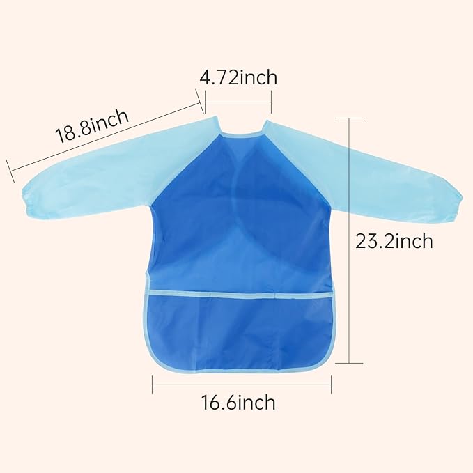 CUBACO Kids Painting Apron, 2pcs Waterproof Art Smocks For Child 3-8 Years, Kids Smocks for Painting Aprons with Long Sleeve