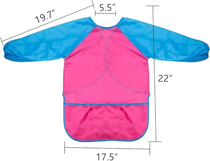 CUBACO Kids Painting Apron, 2pcs Waterproof Art Smocks For Child 3-8 Years, Kids Smocks for Painting Aprons with Long Sleeve