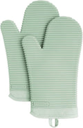 KITCHENAID Ribbed Soft Silicone Oven Mitt 2-Pack Set, 7.5"x13", Pistachio