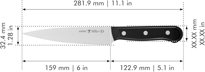 HENCKELS Solution Razor-Sharp 6-inch Utility Knife, Tomato Knife, German Engineered Informed by 100+ Years of Mastery, Black/Stainless Steel