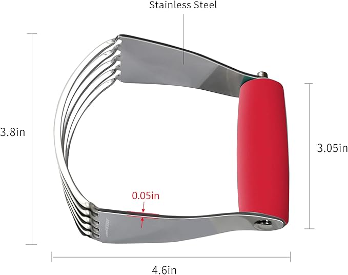 ALLTOP Pastry Blender Cutter,Stainless Steel Dough Masher for Butter, Biscuit,Baking, Kneading,Dough, Flakier and Fluffier Pie Crusts, Almond - Hand Kitchen Tool(1 Pack, Red)