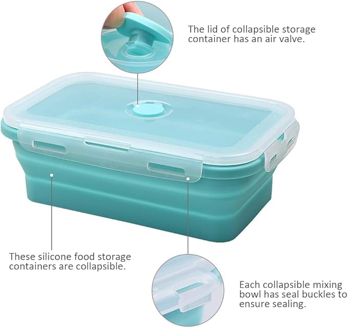 Alimat PluS 16.9oz Small Silicone Food Storage Containers with Lids, 3 Pack Set 500ml Collapsible Meal Prep Lunch Containers, Microwave, Freezer and Dishwasher Safe