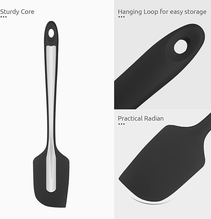U-Taste 11.38" Silicone Baking Spatula: 480ºF Heat Resistant Food Grade Flexible Rubber Kitchen Bowl Scraper, Seamless Pastry Spreader for Mixing Stirring Scraping in Nonstick Cookware (Black)
